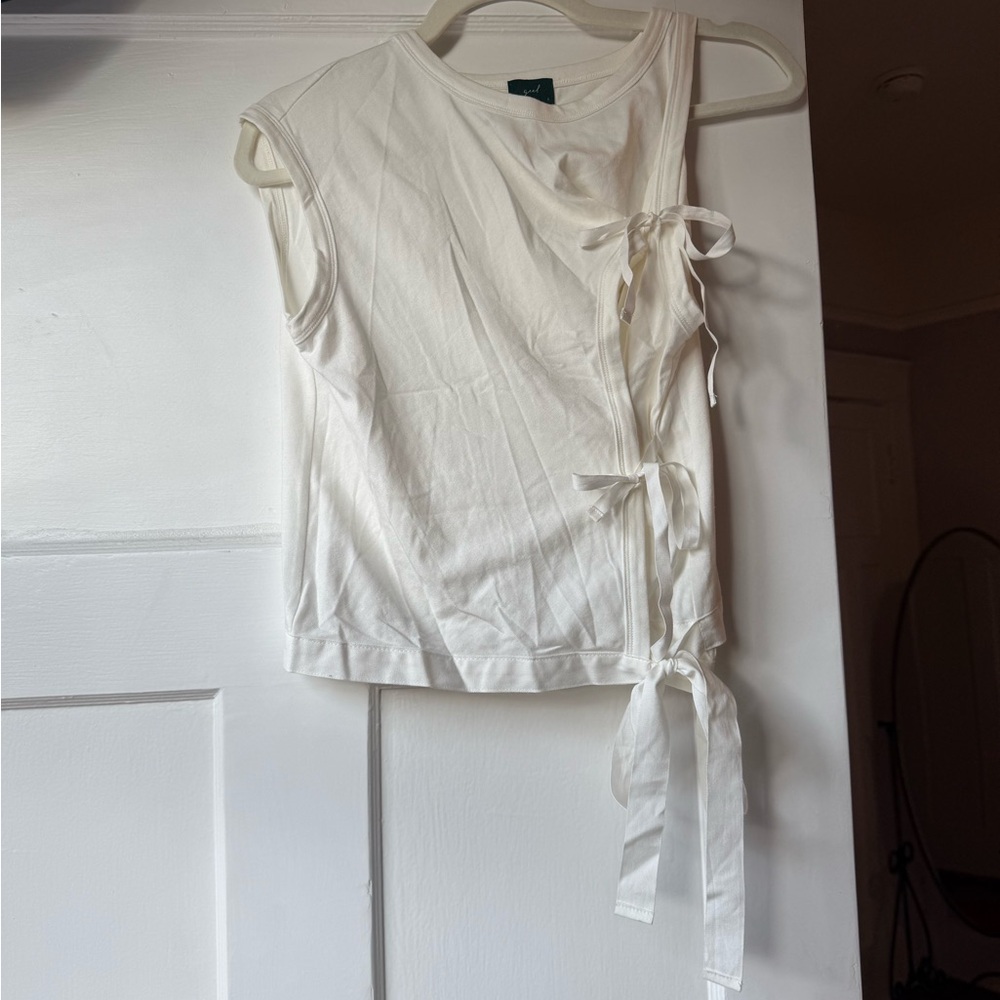 White Sleeveless Geel Revolve Tie-Front Top